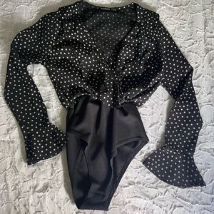 🖤🤍 Black and White Polka Dot Frill Bodysuit 🖤🤍